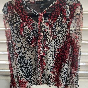 A Love Story Animal Print Sheer Blouse ( XL )